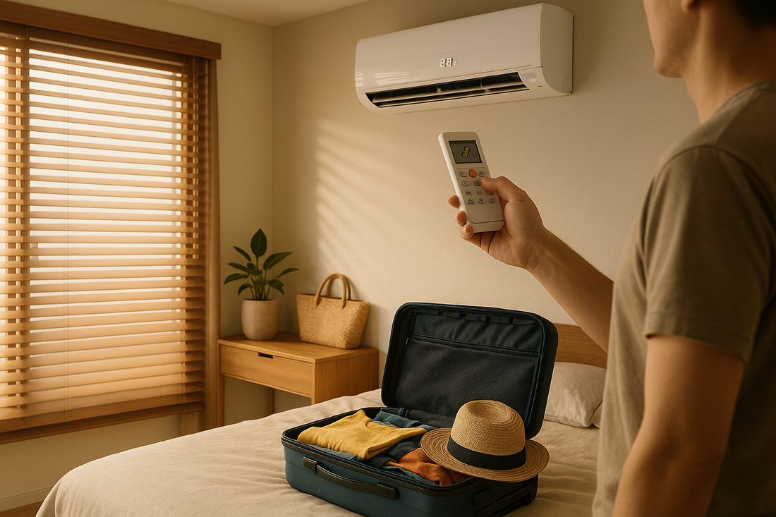Подготовка на климатик преди почивка - настройване на по-висока температура и багаж за ваканция